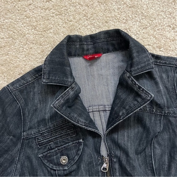 Guess Women’s Moto Blue Jean Jacket‎ Modele Style Size Large - Picture 8 of 16